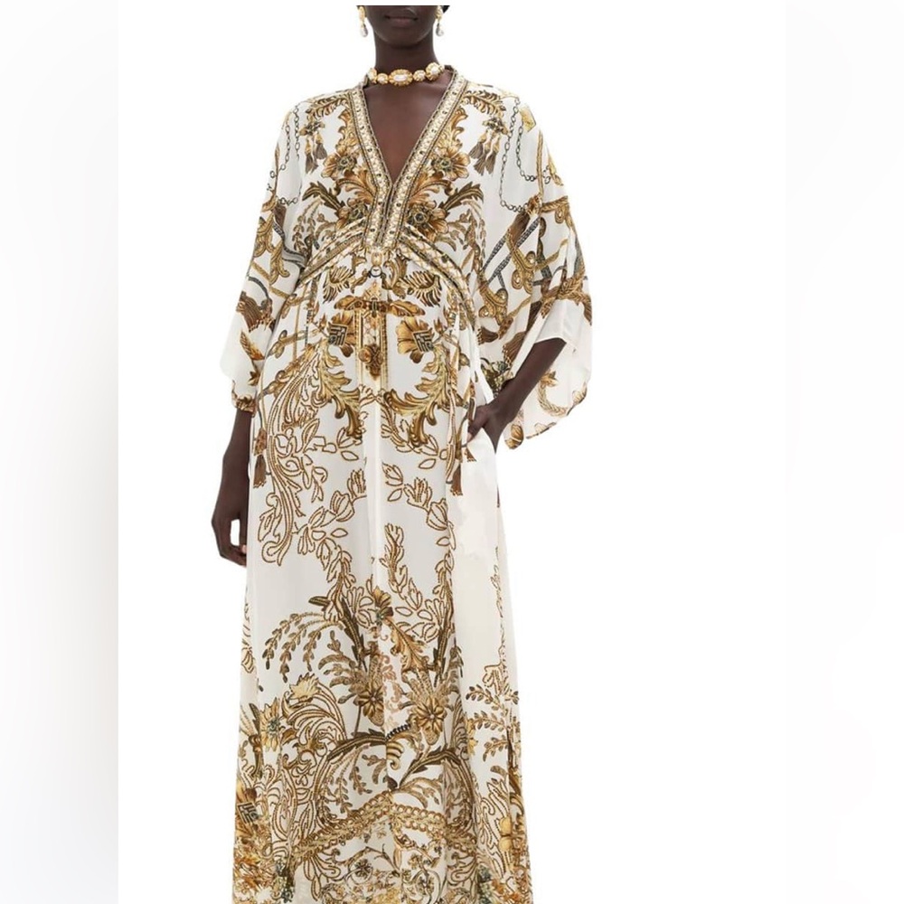 CAMILLA Silk Kaftan Maxi Dress Road to Richesse White Lotus
